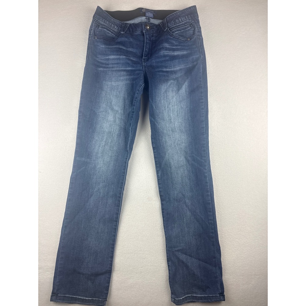 Democracy Ab Solution Straight Leg Jeans Medium Wash Blue Size 10 Stretch Denim